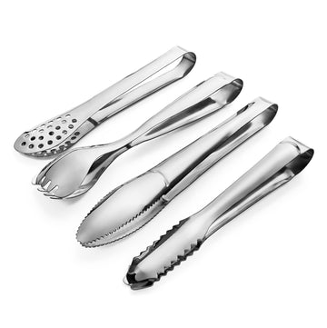 Set of 4 Small Tongs Multipurpose (Silver)